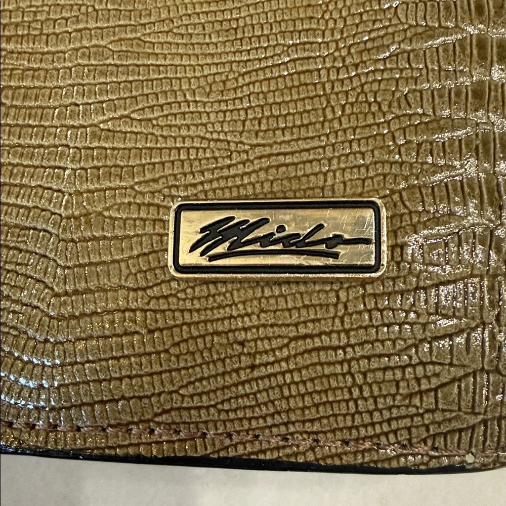 Vintage Mido Top Handle Handbag 1950s 1960s Reptile Embossed Taupe Structured
